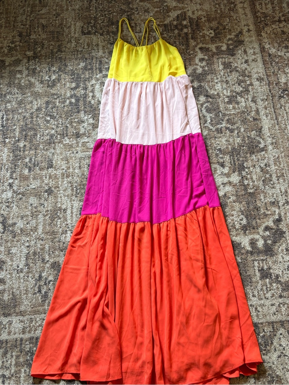 NWT Express Women’s Small Color Block Maxi Dress Spaghetti Strap Spring Summer